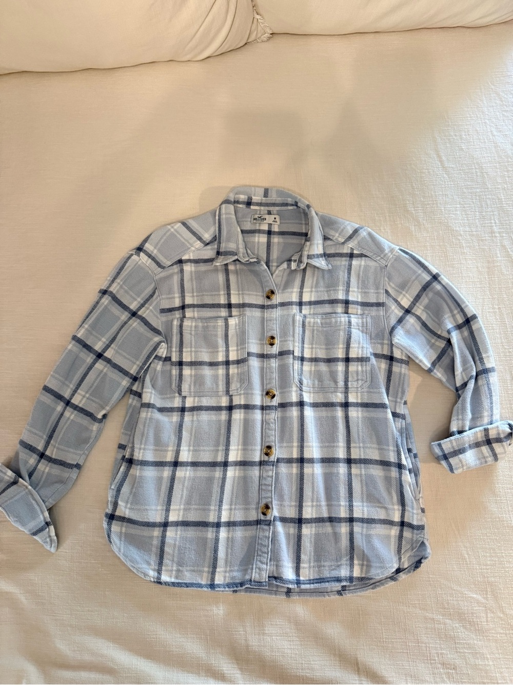 Hollister Pale Blue & Navy Plaid Shirt NWOT